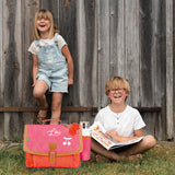 Cartable Tann's CP CE1 CE2 personnalisé Pois rose orange