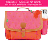Cartable Tann's CP CE1 CE2 personnalisé Pois rose orange