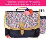 Cartable Tann's CP CE1 CE2 personnalisé Fleuri pompons avec porte gourde