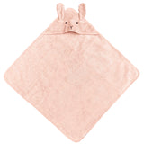 Cape de bain Lapin personnalisée rose poudré, Cadeau bébé