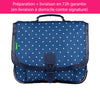Cartable Tann's personnalisé CP CE1 CE2 Marine pois blanc