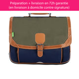 Cartable Tann's personnalisé CP CE1 CE2 Kaki bleu marine