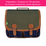 Cartable Tann's personnalisé CE2 CM1 CM2 Kaki bleu marine