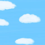Éventail tissu et bois illustré Nuages – Cadeau adulte original et décalé