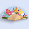Éventail tissu et bois illustré Fleurs – Cadeau ou accessoire mariage original