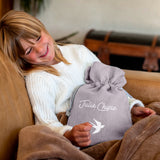 Bouillotte enfant en lin de couleur rose parme personnalisée