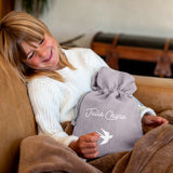 Bouillotte Noël en lin de couleur parme personnalisée