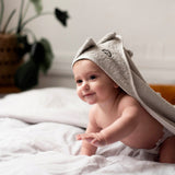 Cape de bain Dinosaure personnalisée grise, Cadeau bébé