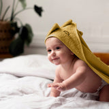 Cape de bain Dinosaure personnalisée moutarde, Cadeau bébé