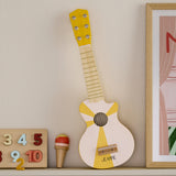 Guitare enfant personnalisée rock blanche et jaune Bois