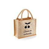 Mini sac Cabas Adulte en toile de jute pailleté