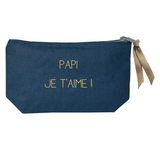 Petite pochette Cadeau Fête des Pères / Grands-pères personnalisé Bleu marine Lin