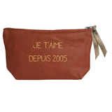 Petite pochette Cadeau Mariage personnalisé Terracotta Lin