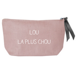 Petite pochette Cadeau Bébé personnalisé Rose poudré Lin