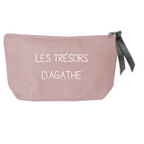 Petite pochette Cadeau Enfant personnalisé Rose poudré Lin