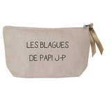 Petite pochette Cadeau Fête des Pères / Grands-pères personnalisé Gris clair Lin