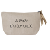 Petite pochette Cadeau Maîtresse personnalisé Gris clair Lin