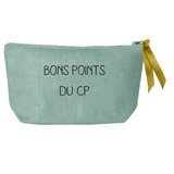 Petite pochette Cadeau Maîtresse personnalisé Vert amande Lin