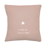 Coussin de Noël personnalisé Vieux Rose Lin