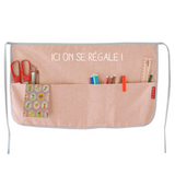 Tablier cadeau fête des mères et grands-mères personnalisé Rose poudré Lin enduit