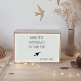 Box lumineuse Cadeau Pères / Grands-pères personnalisé Gris ciment