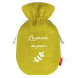 Bouillotte fête des pères en lin de couleur jaune personnalisée