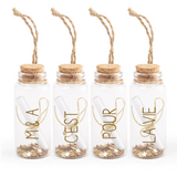 Lot de 4 fioles à souhaits en verre pour Mariage personnalisées