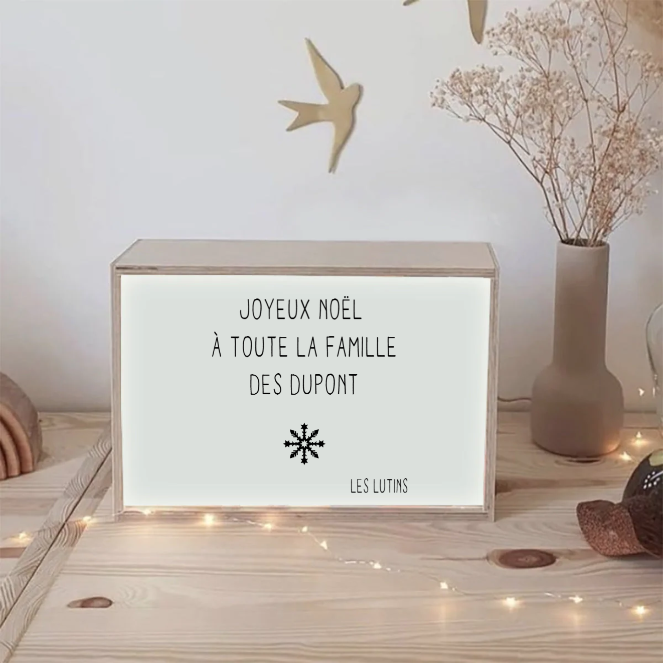 Box lumineuse Cadeau Noël personnalisé Gris ciment