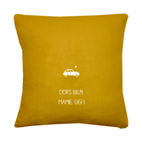 Coussin Cadeau Fête des Mères / Grand-mères personnalisé Jaune moutarde Lin