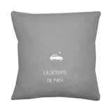 Coussin Cadeau Fête des Pères / Grands-pères personnalisé Gris ciment Lin