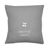 Coussin Cadeau Mariage personnalisé Gris ciment Lin