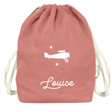 Sac à dos Cadeau bébé personnalisé Rose Gaze de coton