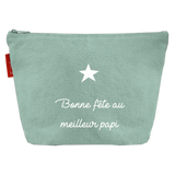Pochette Cadeau Fête des Pères / Grands-pères personnalisé Vert amande Coton