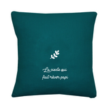 Coussin Cadeau Fête des Pères / Grands-pères personnalisé Bleu pétrole Lin