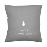 Coussin de Noël personnalisé Gris ciment Lin