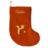 Chaussette Cadeau de Noël  personnalisé terracotta