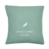 Coussin Cadeau Fête des Pères / Grands-pères personnalisé Vert amande Lin