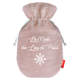 Bouillotte Noël en lin de couleur parme personnalisée