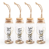 Lot de 4 fioles à souhaits en verre pour Noël personnalisées
