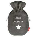 Bouillotte Saint Valentin en lin de couleur gris ardoise personnalisée