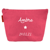 Trousse de toilette Cadeau Bébé personnalisé Rose grenadine Coton