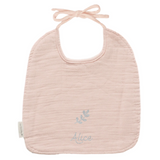 Bavoir Cadeau Naissance personnalisé Beige rosé Gaze de coton