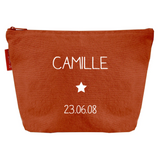 Trousse de toilette Cadeau Bébé personnalisé Terracotta Coton