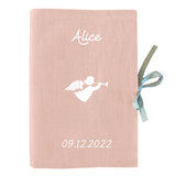 Protège carnet de santé Cadeau Bébé personnalisé Rose poudré Lin