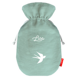 Bouillotte adulte en lin de couleur vert amande personnalisée