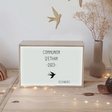 Box lumineuse Cadeau Communion personnalisé Gris ciment