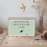 Box lumineuse Cadeau Maîtresse Nounou personnalisé Vert amande