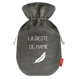 Bouillotte fête des mères en lin de couleur gris ardoise personnalisée