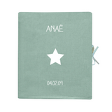 Livre de naissance Cadeau Bébé personnalisé Vert amande Lin