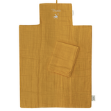 Matelas à langer nomade Bébé personnalisé Moutarde Gaze de coton
